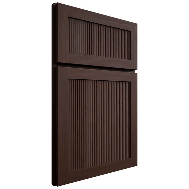 Shiloh Cabinetry Full Overlay Reeded Malibu Walnut Plain Cut Bison Door