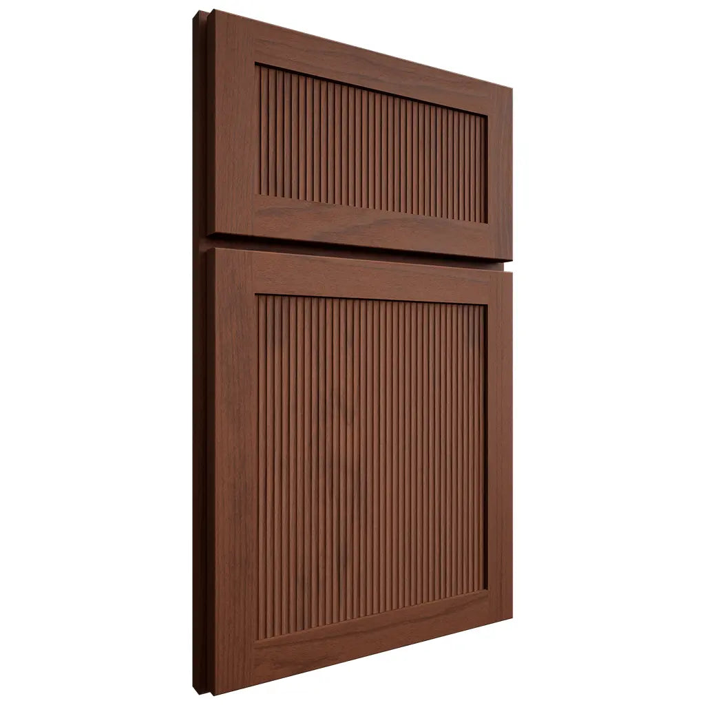 Shiloh Cabinetry Full Overlay Reeded Malibu Walnut Plain Cut Rye Door