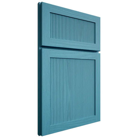 Shiloh Cabinetry Full Overlay Reeded Malibu White Oak Plain Cut Aqua Door
