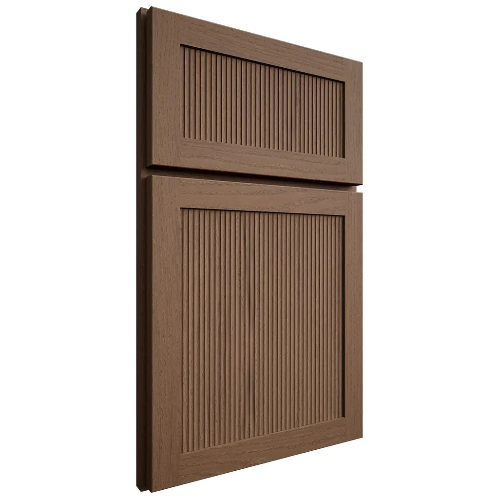 Shiloh Cabinetry Full Overlay Reeded Malibu White Oak Plain Cut Autumn Door