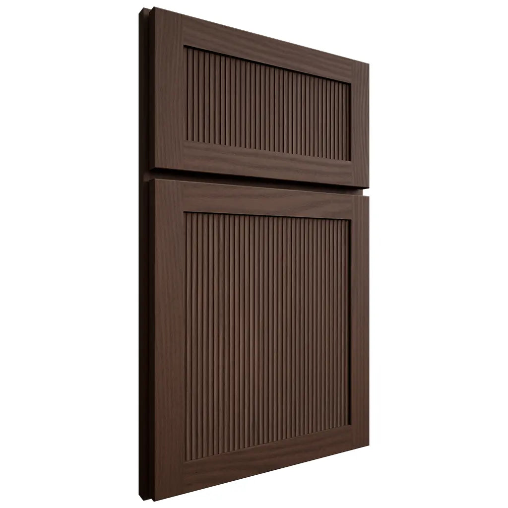 Shiloh Cabinetry Full Overlay Reeded Malibu White Oak Plain Cut Braun Door