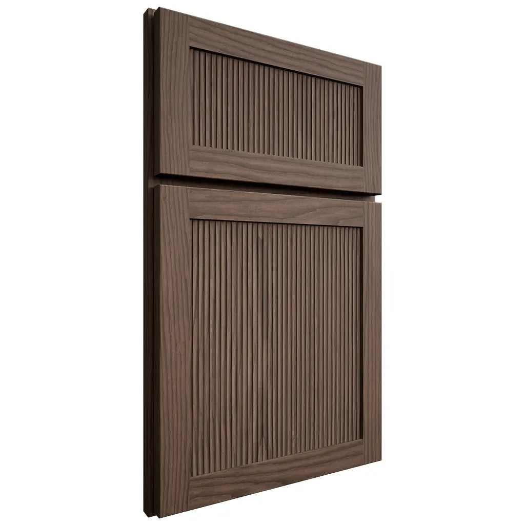 Shiloh Cabinetry Full Overlay Reeded Malibu White Oak Plain Cut Mineral Door
