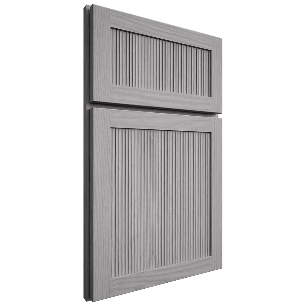 Shiloh Cabinetry Full Overlay Reeded Malibu White Oak Plain Cut Stratus Door