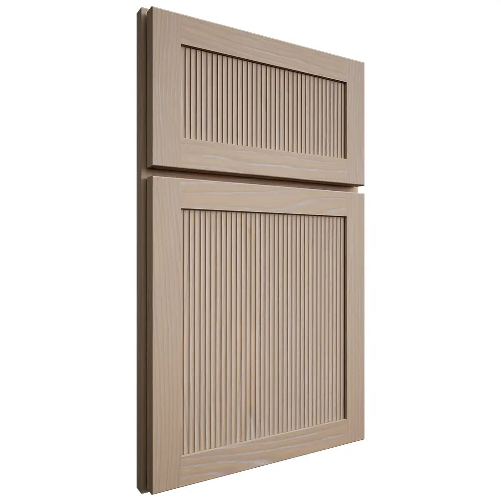 Shiloh Cabinetry Full Overlay Reeded Malibu White Oak Plain Cut Straw Door