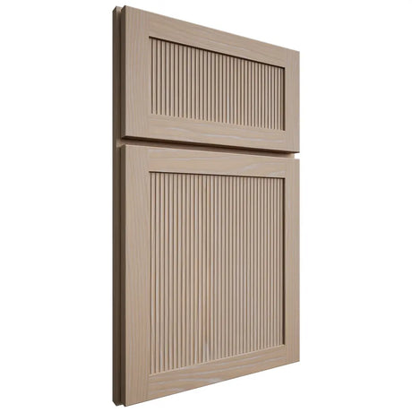 Shiloh Cabinetry Full Overlay Reeded Malibu White Oak Plain Cut Straw Door