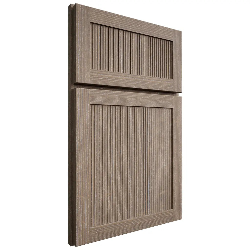 Shiloh Cabinetry Full Overlay Reeded Malibu White Oak Quarter Sawn Almond Door