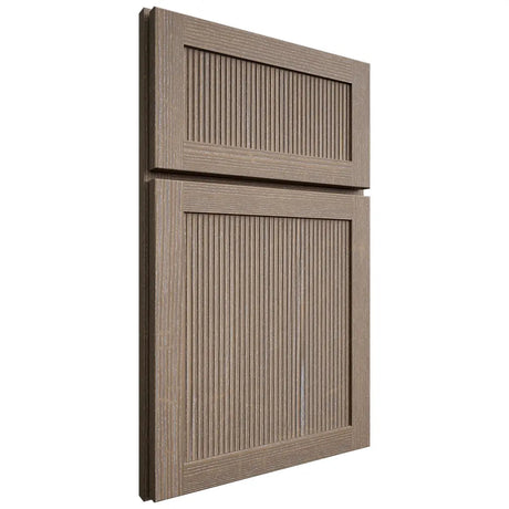 Shiloh Cabinetry Full Overlay Reeded Malibu White Oak Quarter Sawn Almond Door