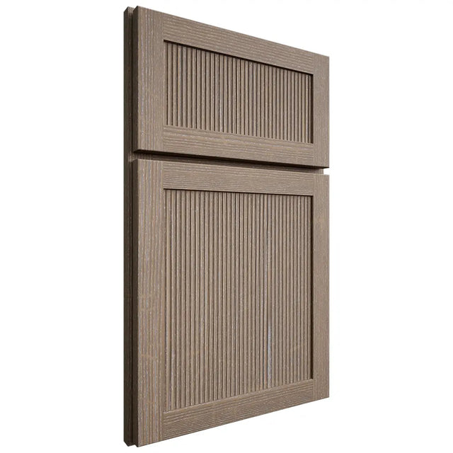 Shiloh Cabinetry Full Overlay Reeded Malibu White Oak Quarter Sawn Almond Door