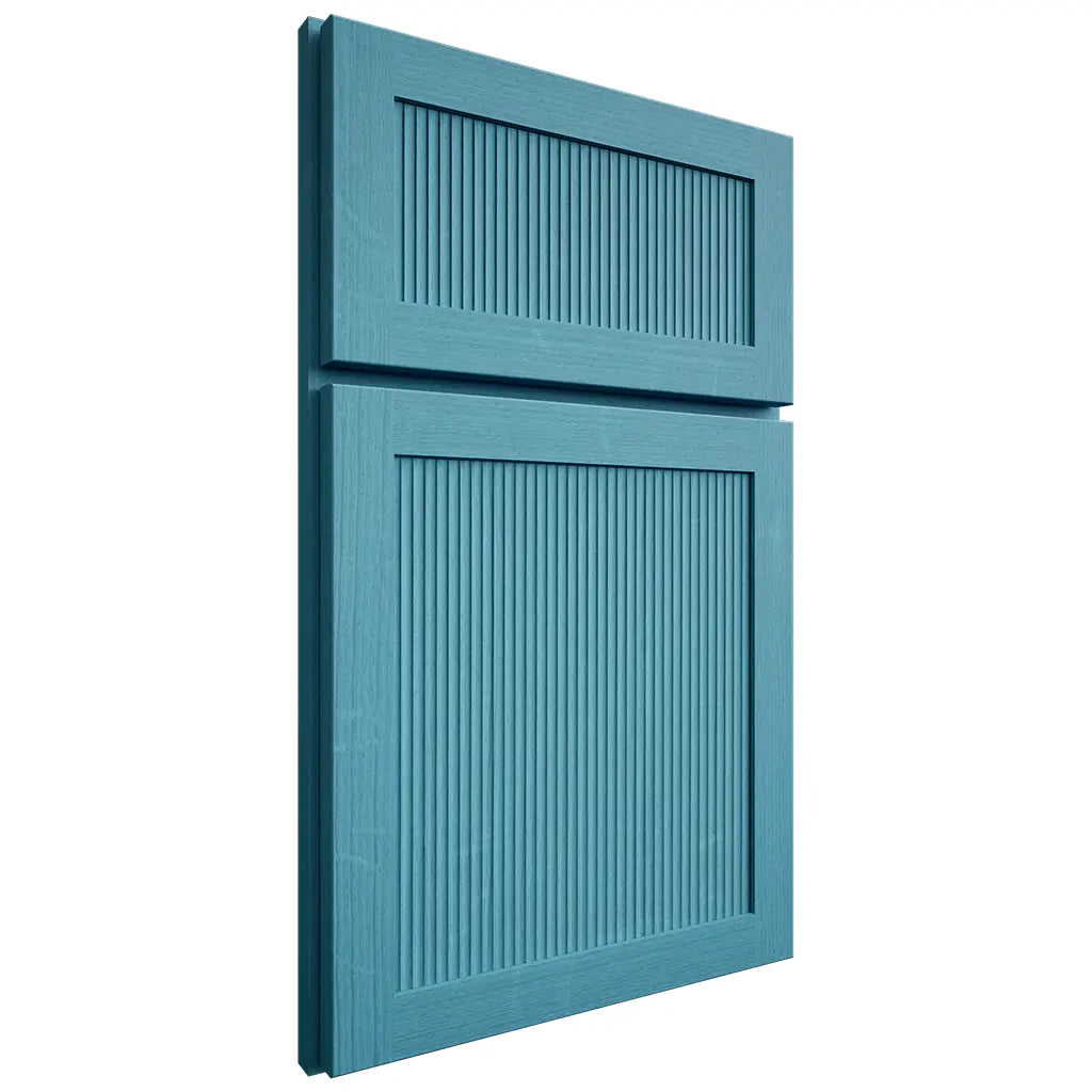 Shiloh Cabinetry Full Overlay Reeded Malibu White Oak Quarter Sawn Aqua Door