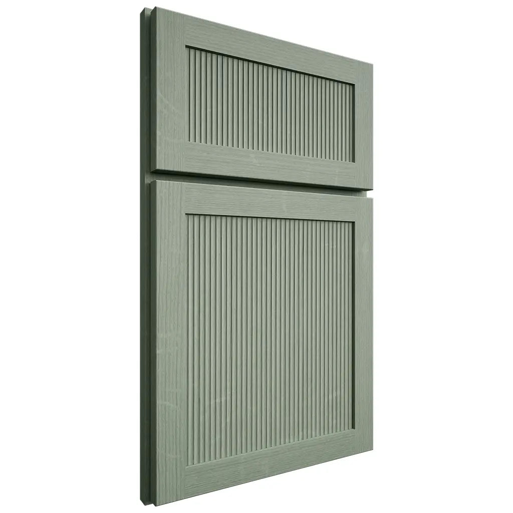 Shiloh Cabinetry Full Overlay Reeded Malibu White Oak Quarter Sawn Moss Door