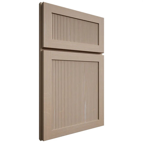 Shiloh Cabinetry Full Overlay Reeded Malibu White Oak Quarter Sawn Straw Door