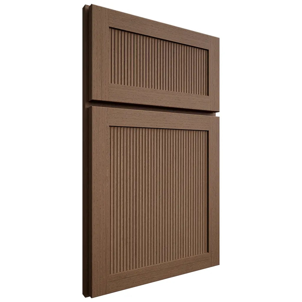 Shiloh Cabinetry Full Overlay Reeded Malibu White Oak Rift Cut Autumn Door