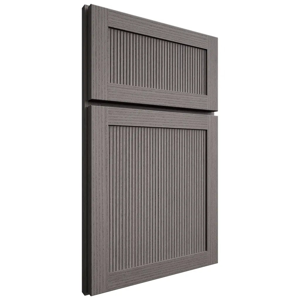 Shiloh Cabinetry Full Overlay Reeded Malibu White Oak Rift Cut Flagstone Door