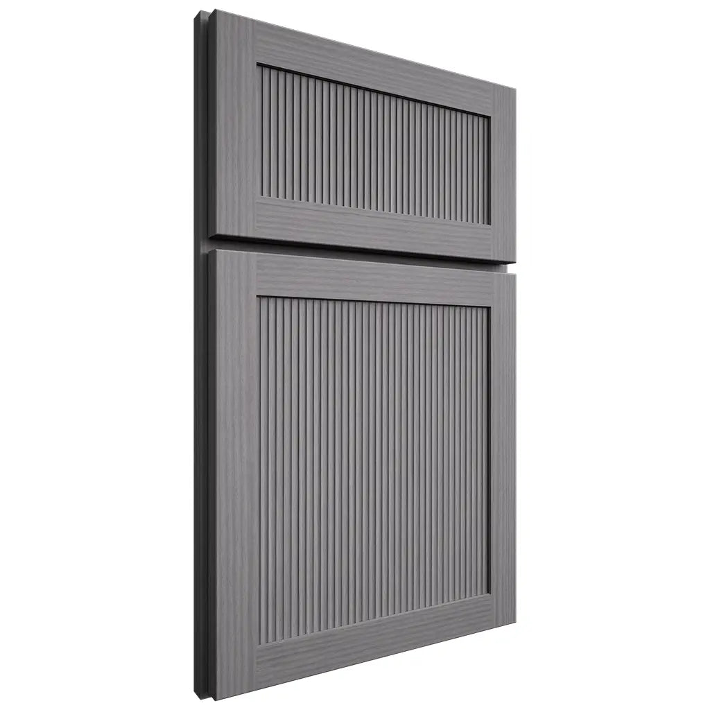 Shiloh Cabinetry Full Overlay Reeded Malibu White Oak Rift Cut Sterling Door