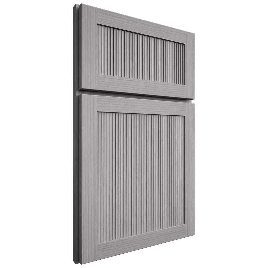 Shiloh Cabinetry Full Overlay Reeded Malibu White Oak Rift Cut Stratus Door