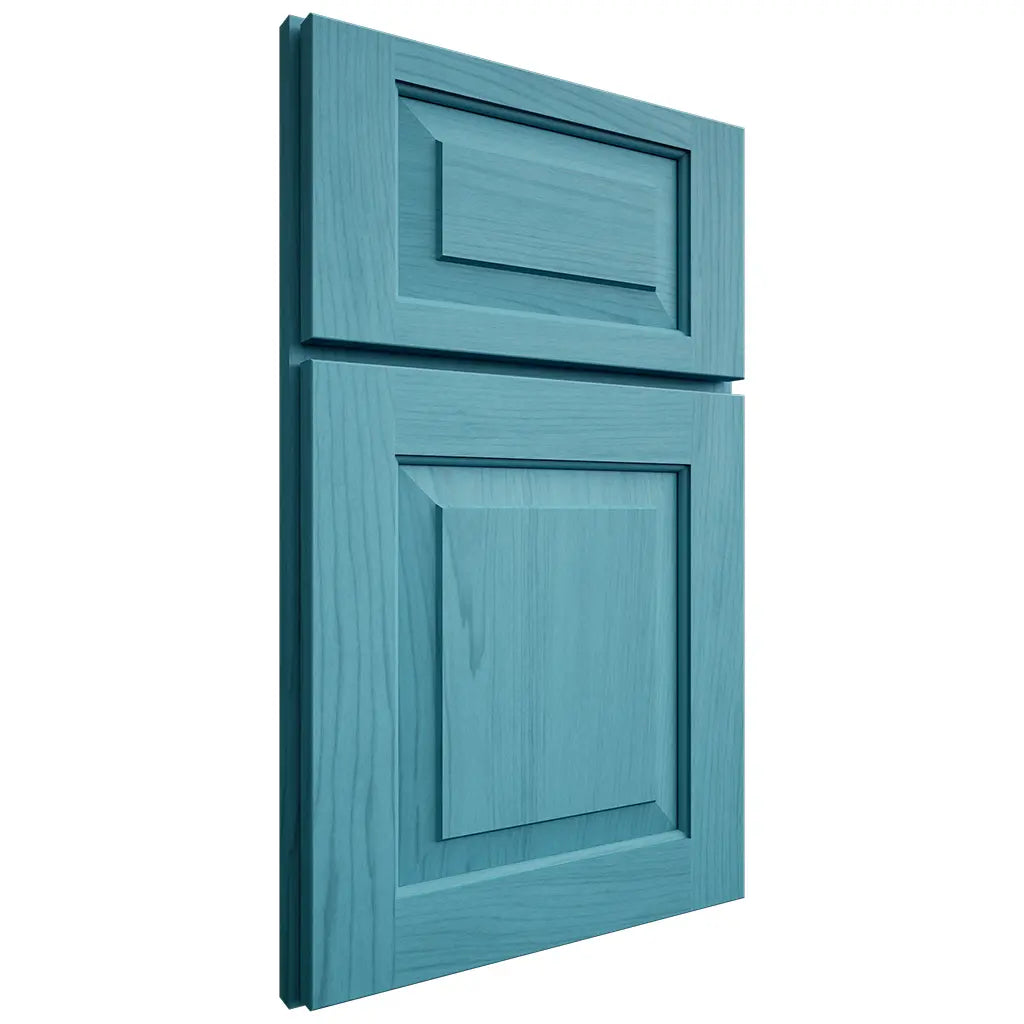 Shiloh Cabinetry Full Overlay Richmond Alder Plain Cut Aqua Door