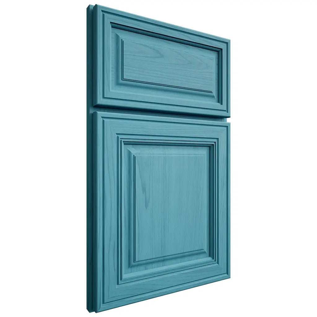 Shiloh Cabinetry Full Overlay Savannah Alder Plain Cut Aqua Door