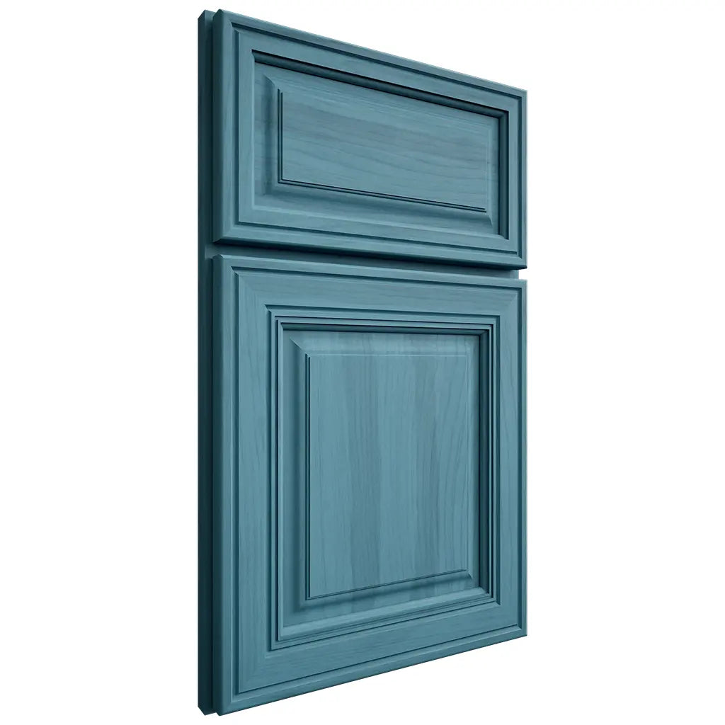 Shiloh Cabinetry Full Overlay Savannah Hickory Plain Cut Aqua Door
