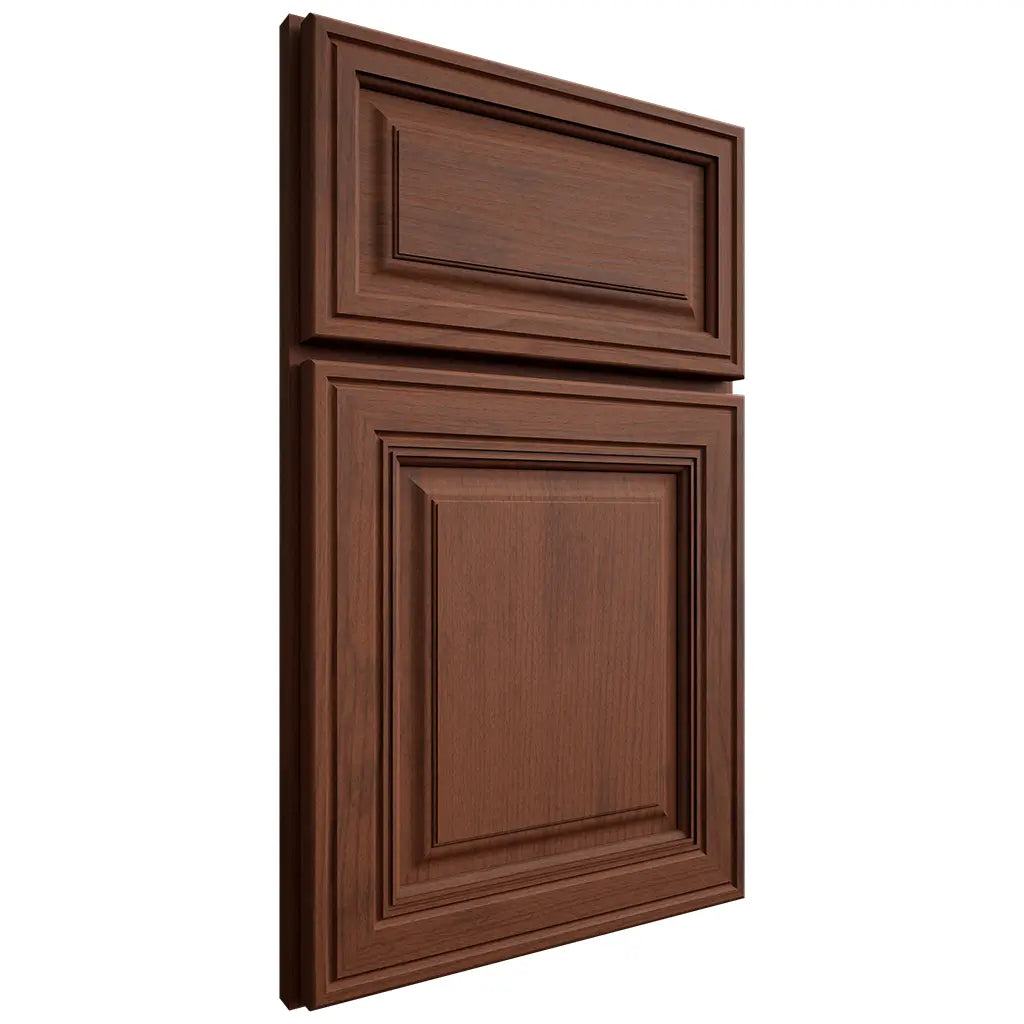 Shiloh Cabinetry Full Overlay Savannah Walnut Plain Cut Rye Door