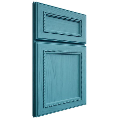 Shiloh Cabinetry Full Overlay Shelby Alder Plain Cut Aqua Door