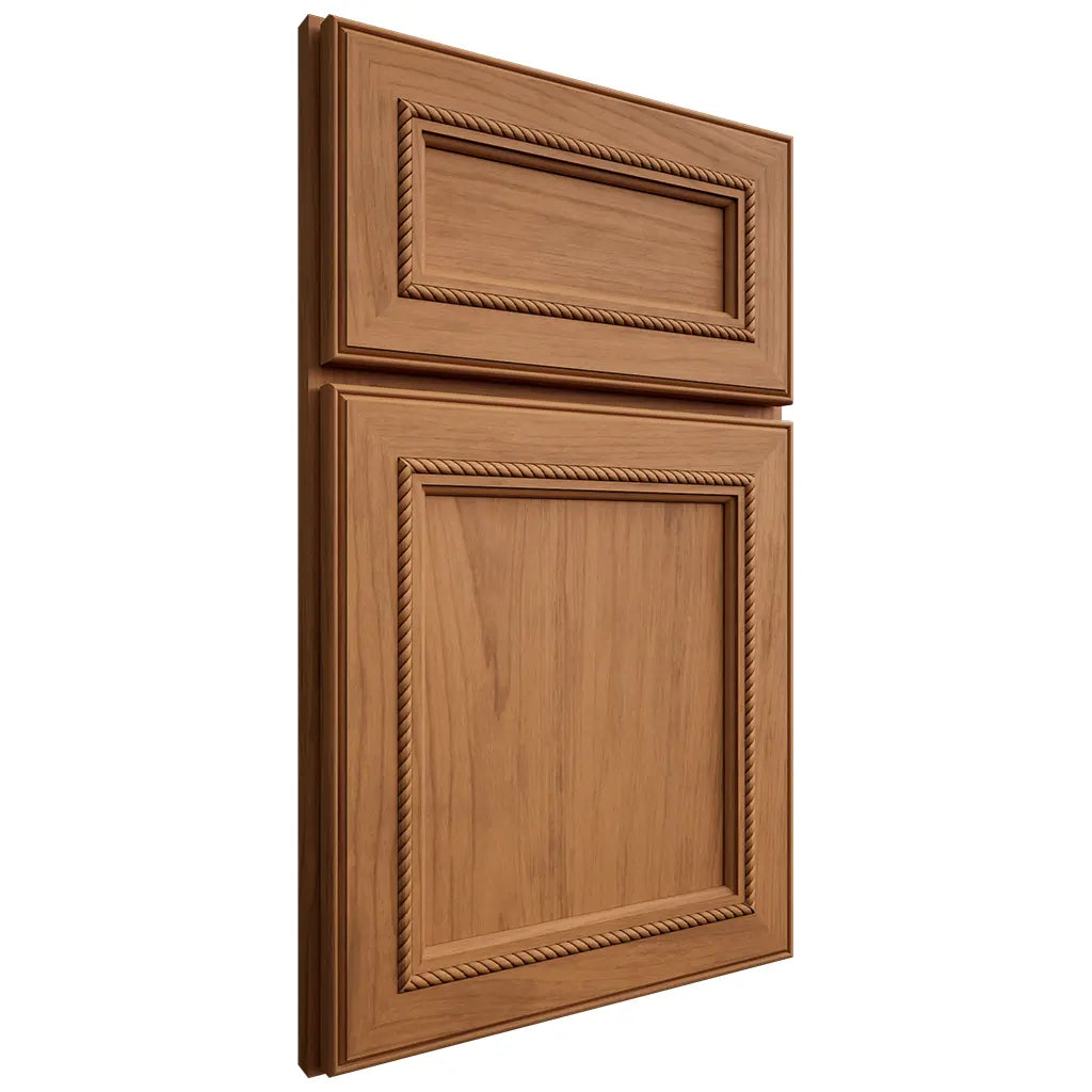 Shiloh Cabinetry Full Overlay Shelby Alder Plain Cut Caramel Door