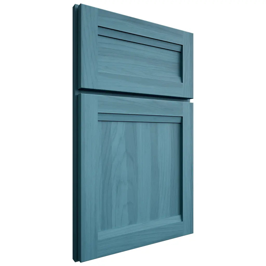 Shiloh Cabinetry Full Overlay Somerset Hickory Plain Cut Aqua Door