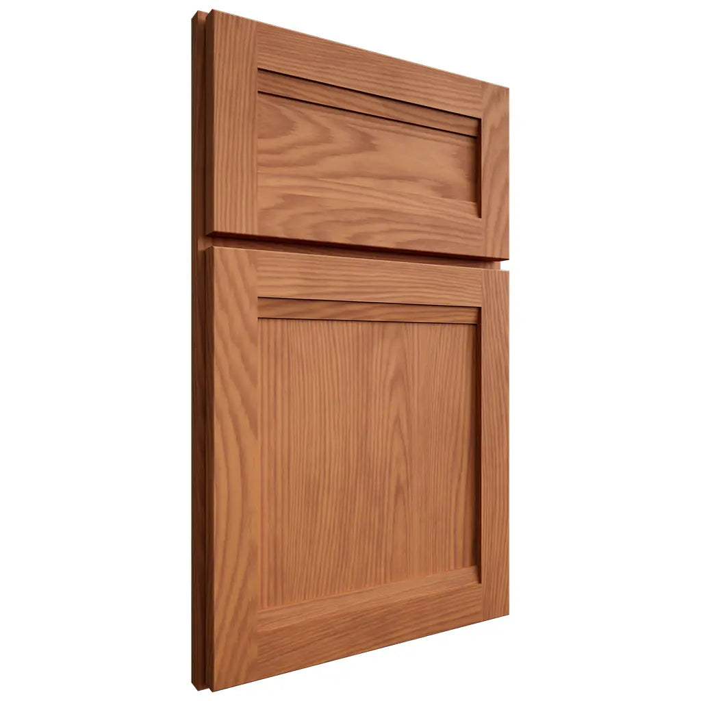 Shiloh Cabinetry Full Overlay Somerset Red Oak Plain Cut Harvest Door