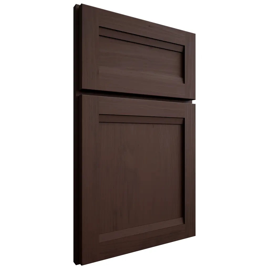 Shiloh Cabinetry Full Overlay Somerset Walnut Plain Cut Bison Door