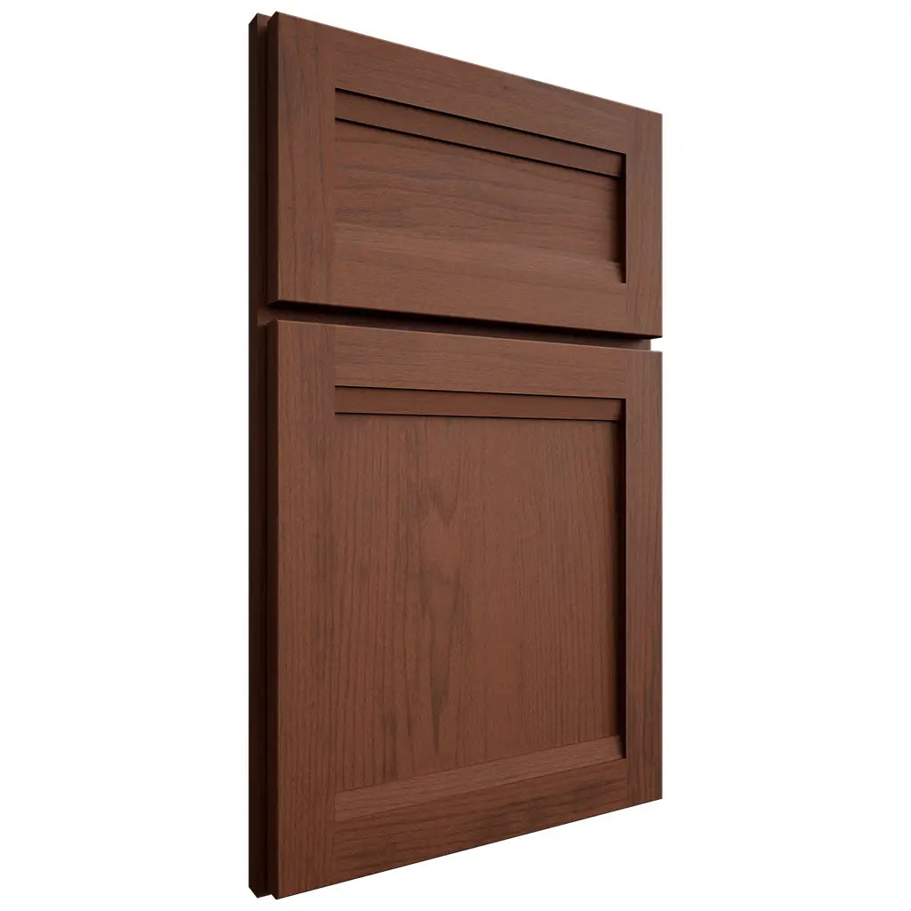 Shiloh Cabinetry Full Overlay Somerset Walnut Plain Cut Rye Door