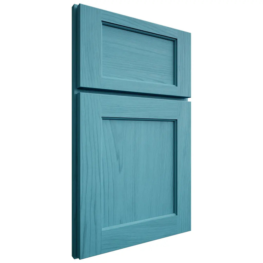 Shiloh Cabinetry Full Overlay Square Flat Alder Plain Cut Aqua Door