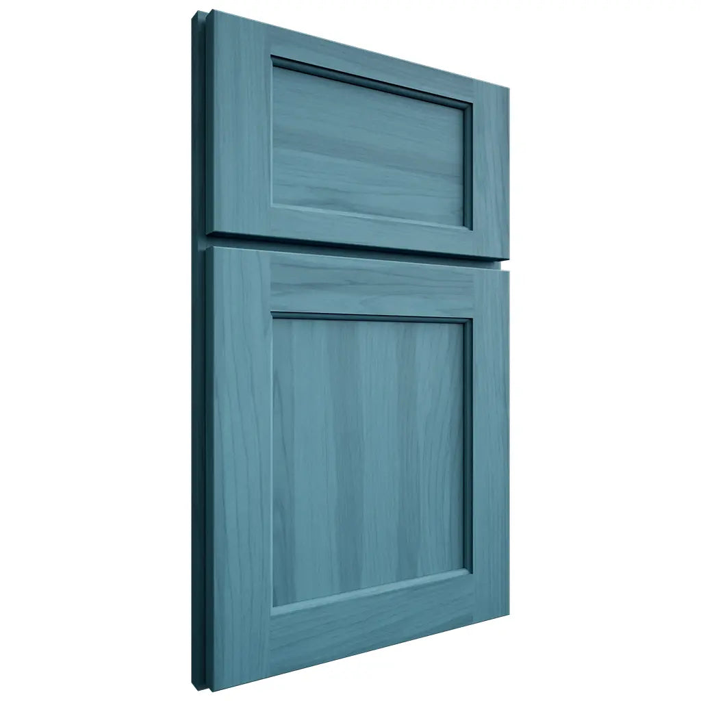 Shiloh Cabinetry Full Overlay Square Flat Hickory Plain Cut Aqua Door
