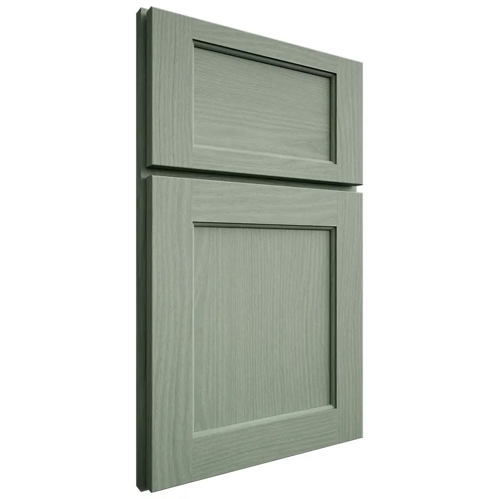 Shiloh Cabinetry Full Overlay Square Flat White Oak Plain Cut Moss Door