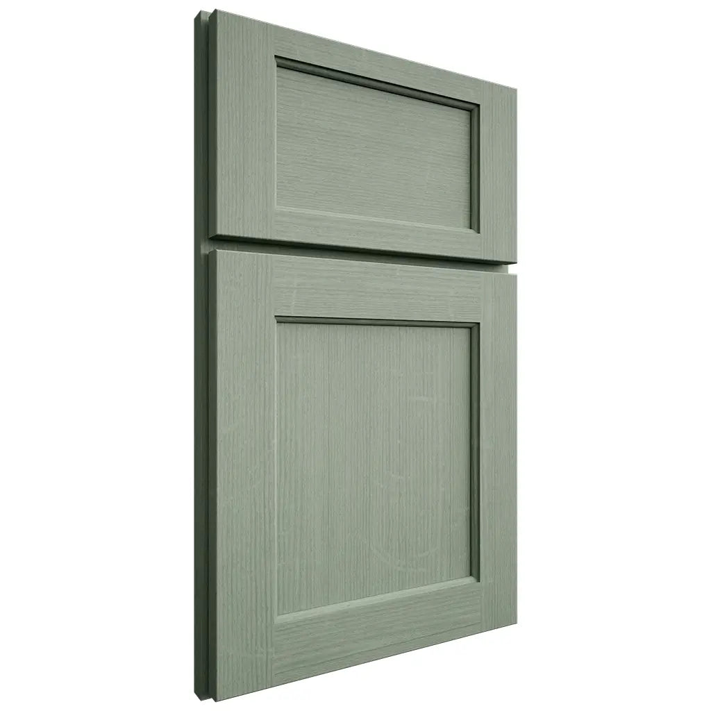 Shiloh Cabinetry Full Overlay Square Flat White Oak Quarter Sawn Moss Door