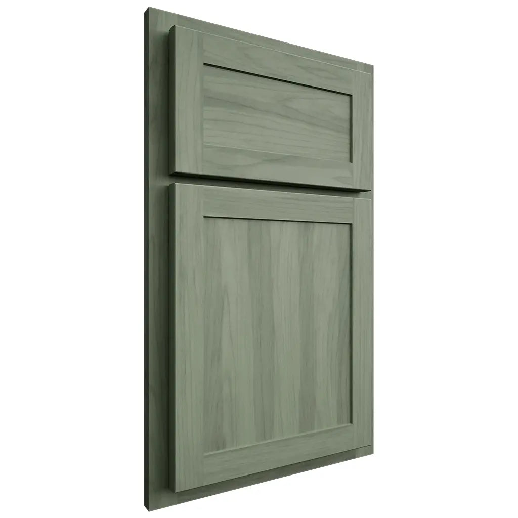 Shiloh Cabinetry Full Overlay Square Raised Hickory Plain Cut Moss Door