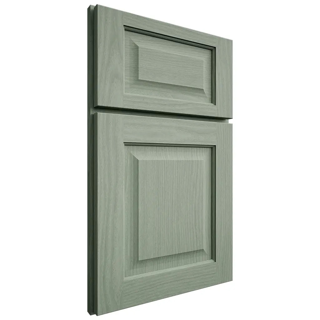 Shiloh Cabinetry Full Overlay Square Raised White Oak Plain Cut Moss Door