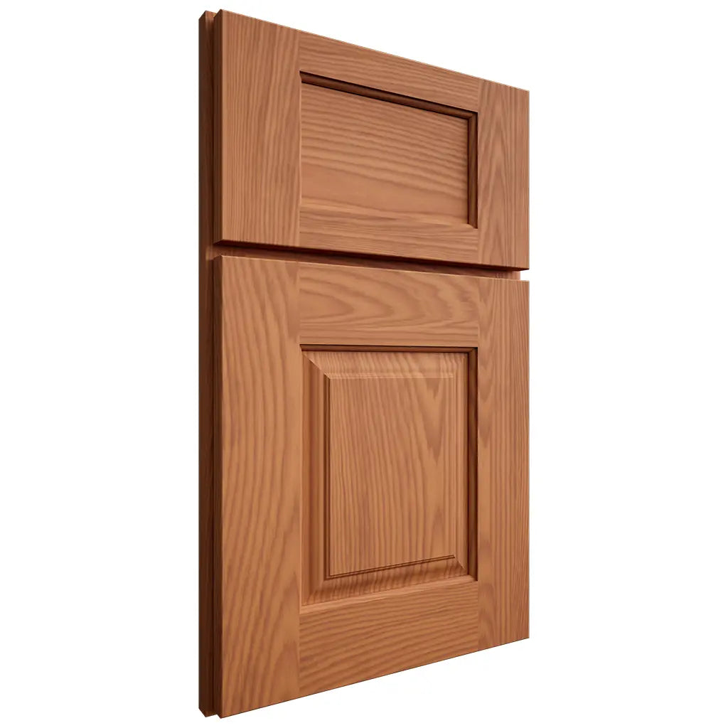Shiloh Cabinetry Full Overlay Summit Red Oak Plain Cut Harvest Door