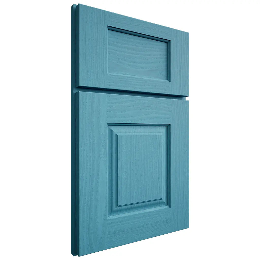 Shiloh Cabinetry Full Overlay Summit White Oak Plain Cut Aqua Door