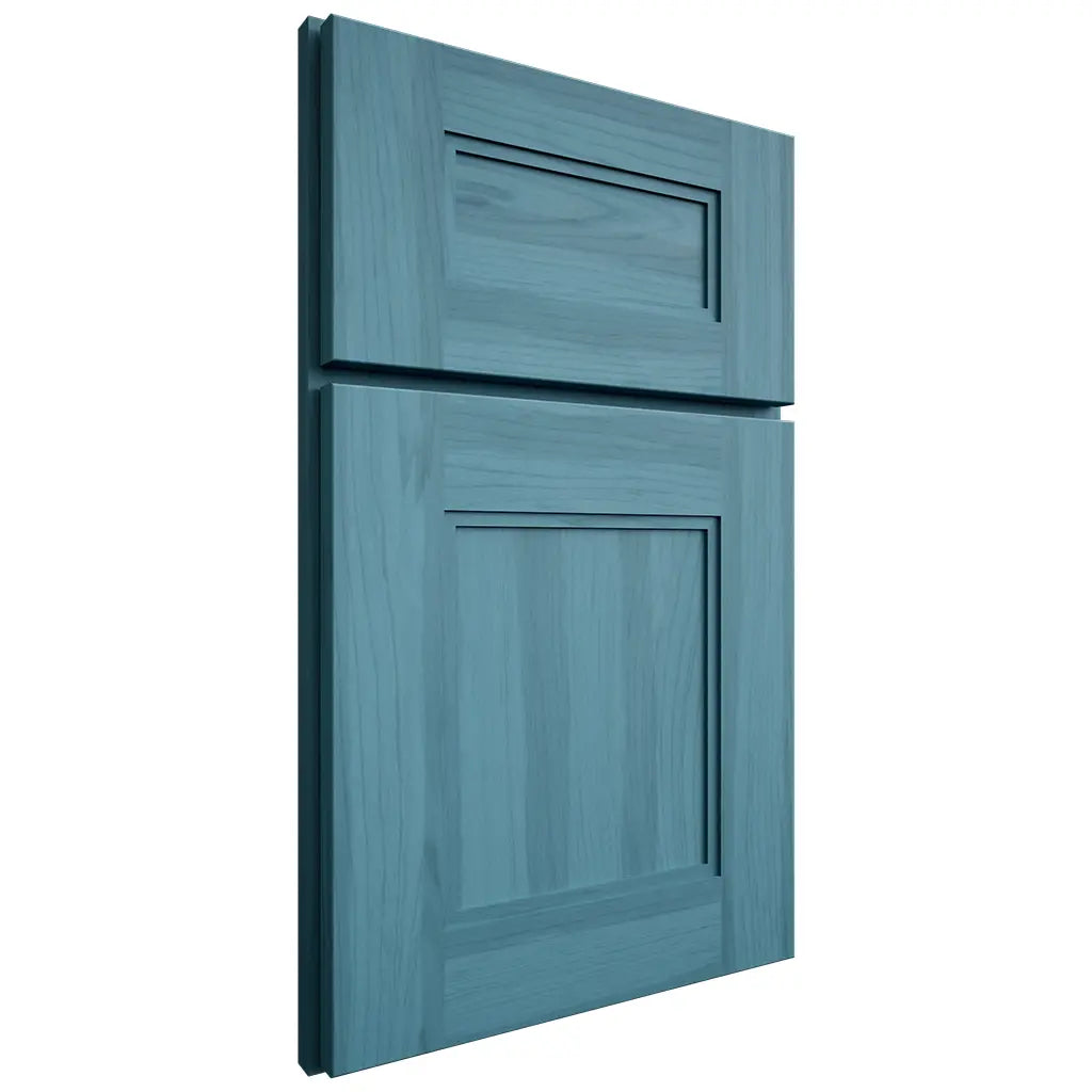 Shiloh Cabinetry Full Overlay Tahoe Hickory Plain Cut Aqua Door