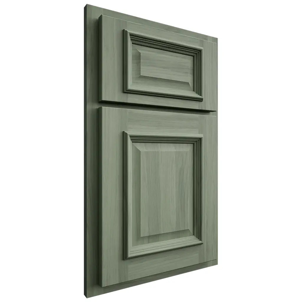 Shiloh Cabinetry Full Overlay Tahoe Hickory Plain Cut Moss Door