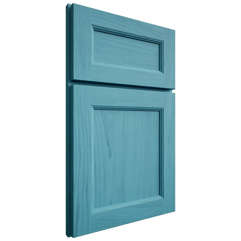 Shiloh Cabinetry Full Overlay Ward Alder Plain Cut Aqua Door