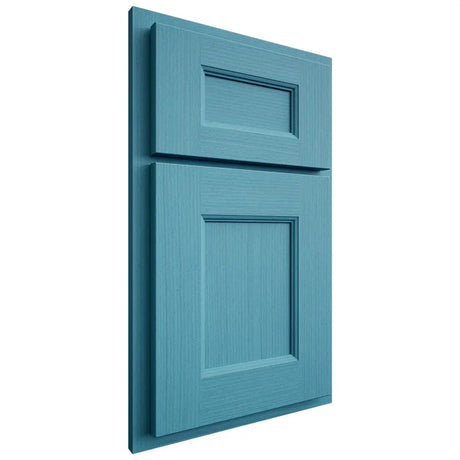 Shiloh Cabinetry Partial Overlay Aspen White Oak Rift Cut Aqua Door