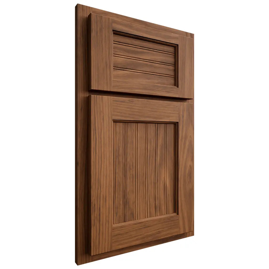 Shiloh Cabinetry Partial Overlay Beaded Century Cherry Plain Cut Carob Door