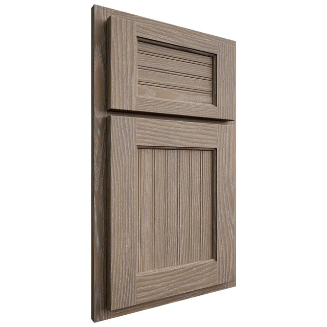 Shiloh Cabinetry Partial Overlay Beaded Century White Oak Plain Cut Almond Door