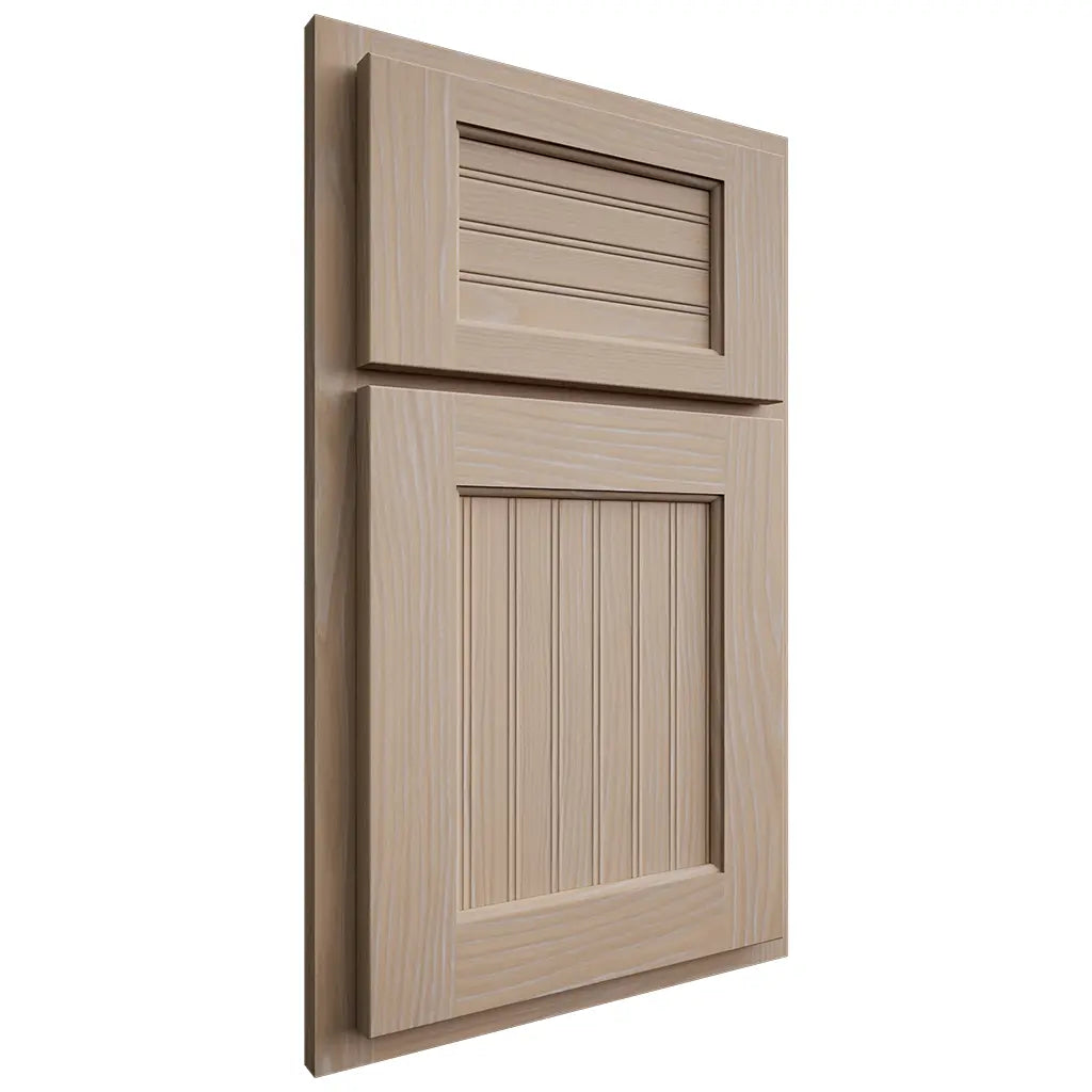 Shiloh Cabinetry Partial Overlay Beaded Century White Oak Plain Cut Straw Door