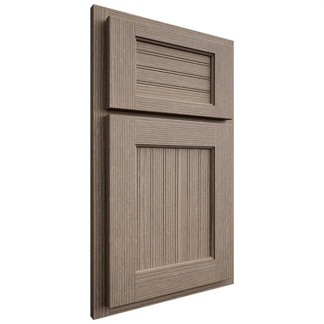 Shiloh Cabinetry Partial Overlay Beaded Century White Oak Rift Cut Almond Door