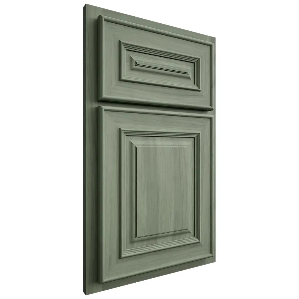 Shiloh Cabinetry Partial Overlay Bradford Hickory Plain Cut Moss Door