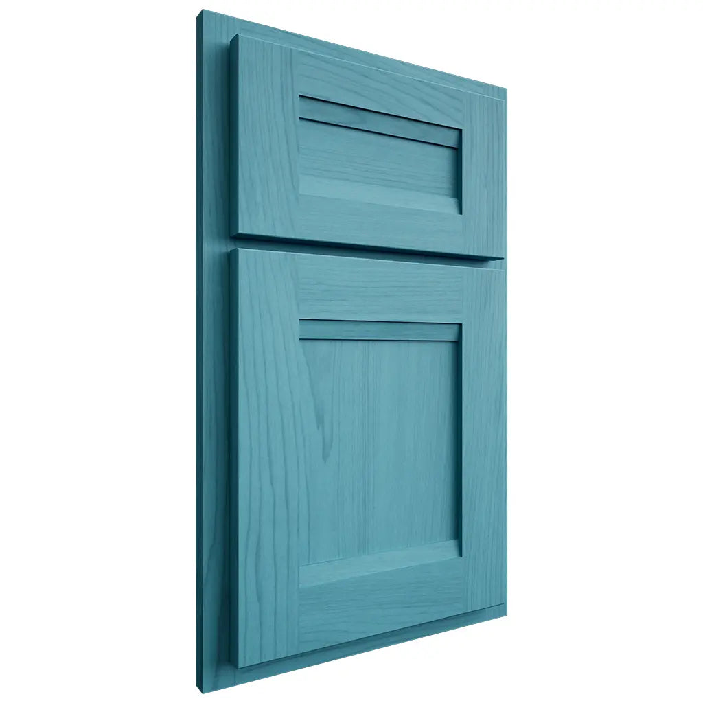 Shiloh Cabinetry Partial Overlay Bristol Alder Plain Cut Aqua Door
