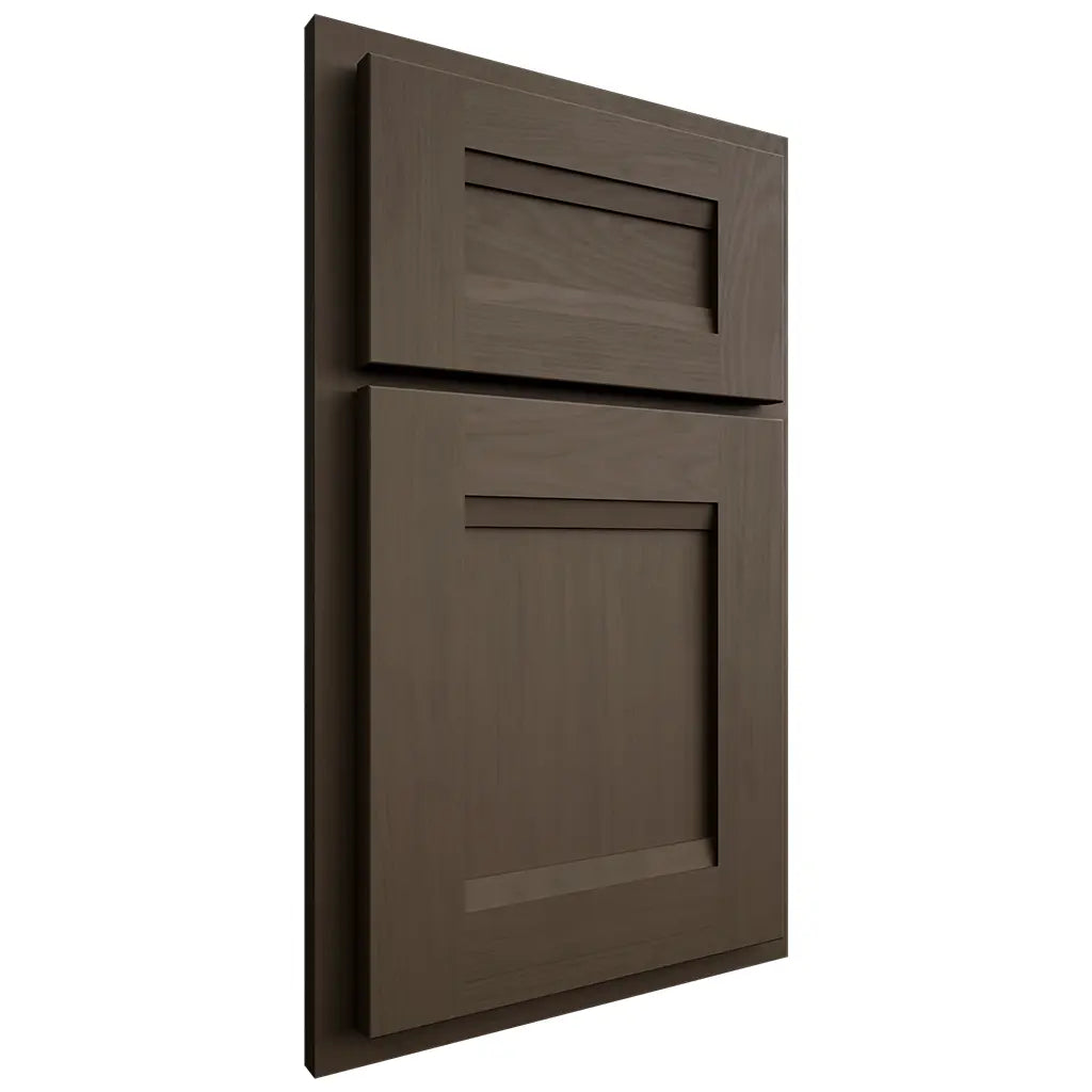 Shiloh Cabinetry Partial Overlay Bristol Maple Plain Cut Perfect Brown Door