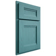 Shiloh Cabinetry Partial Overlay Bristol Red Oak Plain Cut Aqua Door
