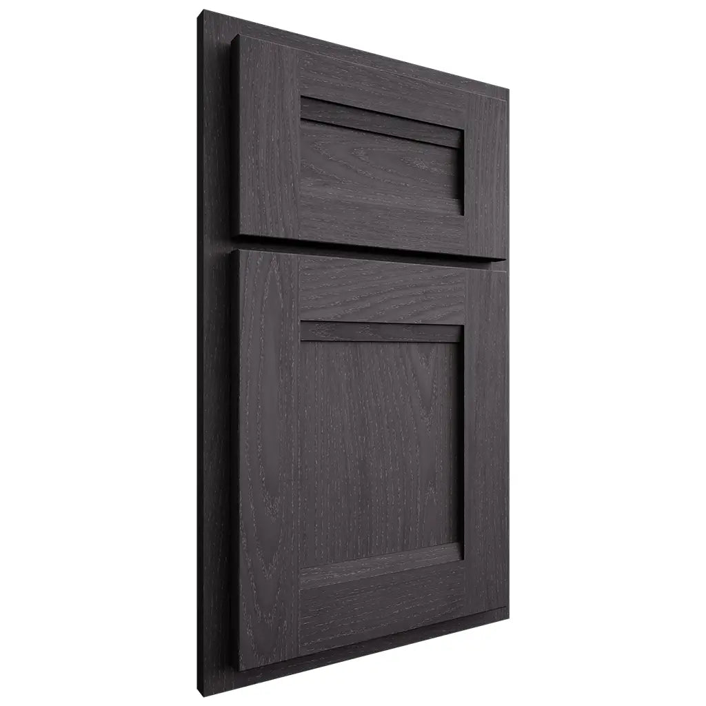 Shiloh Cabinetry Partial Overlay Bristol Red Oak Plain Cut Harbor Door